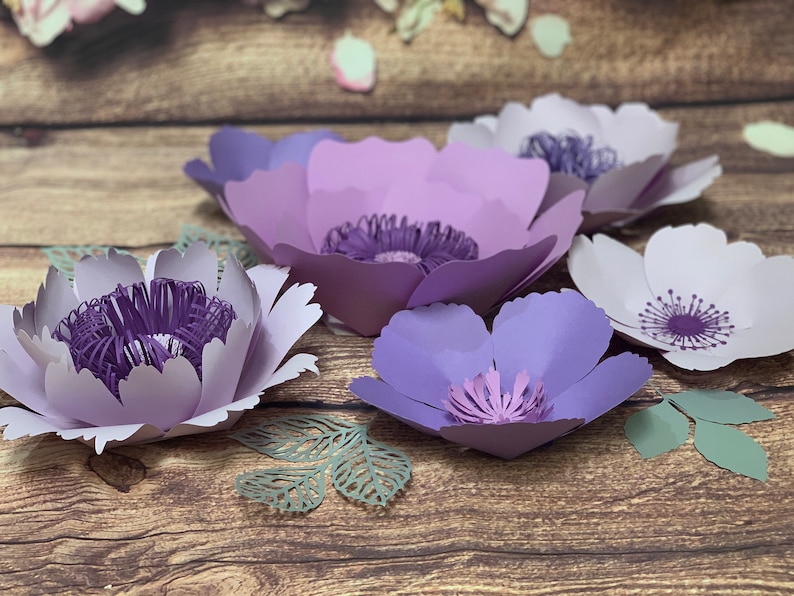 Paper Flower Template/wall Paper Flower Svg/cardstock Flower Etsy