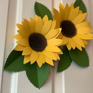 P2F Solros Pappersblomma/3D Pappersolros SVG DXF-mall/papperssolros Cricut svg/Silhuett/Mellanstora solrosblad/Höstsolros bild 6