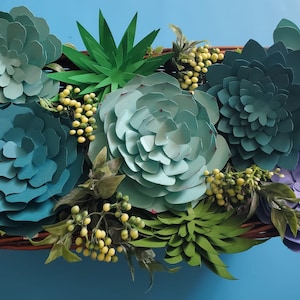 Facile papier succulentes svg/bricolage papier succulentes/5 différentes succulentes/plantes succulentes papier cartonné/succulentes modèle PDF SVG/5 modèles succulentes