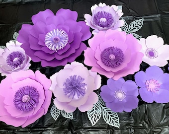 Easy BIG PAPER FLOWER svg / big flower backdrop/8.5 cardstock paper flower/big paper flower and centers svg files included