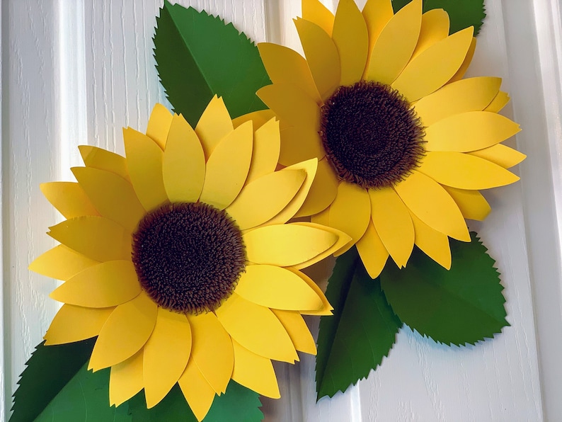 P2F Solros Pappersblomma/3D Pappersolros SVG DXF-mall/papperssolros Cricut svg/Silhuett/Mellanstora solrosblad/Höstsolros bild 2