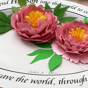 P2F Peony Paper flower/3D Paper Peony SVG DXF template/paper Peony cricut svg/Silhouette/Medium Peony leaves/Spring peony paper flower SVG