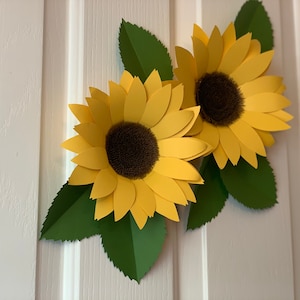 P2F Solros Pappersblomma/3D Pappersolros SVG DXF-mall/papperssolros Cricut svg/Silhuett/Mellanstora solrosblad/Höstsolros bild 7