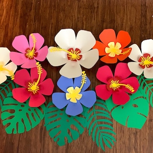Tropische Blume svg/Hibiskus Blume SVG-Vorlage /Hawaiian Thema Hochzeit Blumen svg Vorlage /Tropische Blume SVG / png / pdf Hibiskus-Vorlage