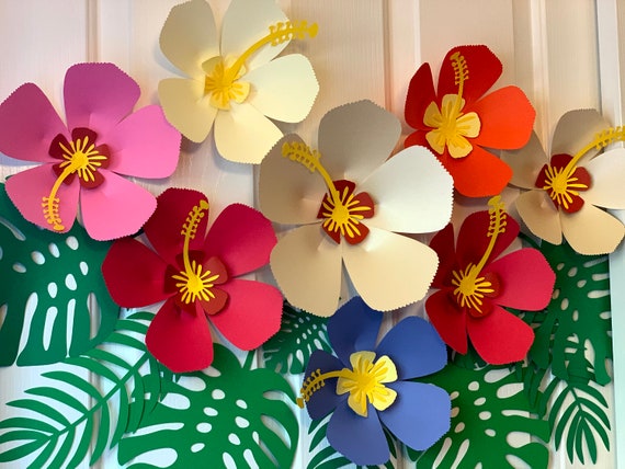 Download 3d Shoe Flower Hibiscus Flower Svg Template Hawaii Theme Etsy