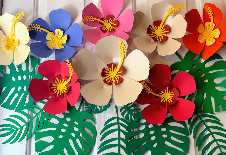 Download 3D shoe flower/ Hibiscus flower SVG Template /Hawaii theme | Etsy