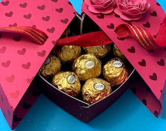 Scatola regalo fai da te di San Valentino Scatola a cuore aperta Modello SVG Scatola a cuore in carta 3D - Istruzioni per il modello di scatola a cuore di San Valentino Download digitale