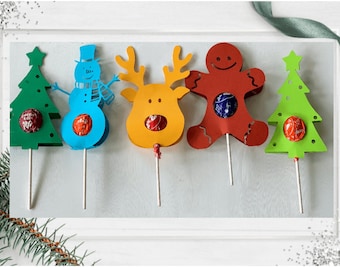 Klubbehållare svg/Tootsie Pop-hållare/Renklubba svg/Julgran Snögubbe Pepparkaka Rensvg-mall/renklubba