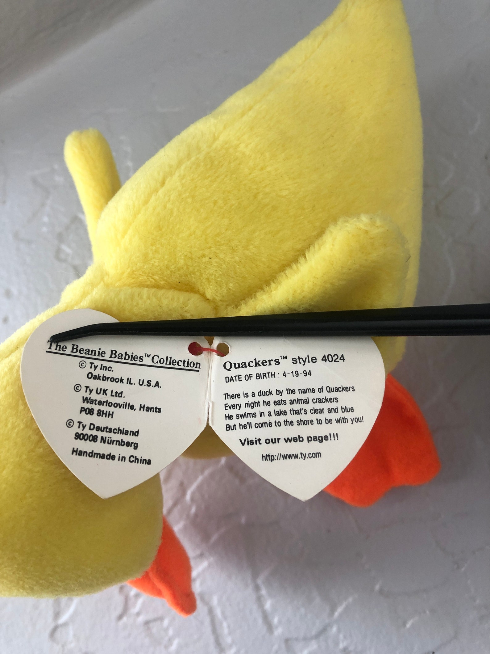 Quackers Retired Beanie Baby. 1993 Error double tush tag Etsy