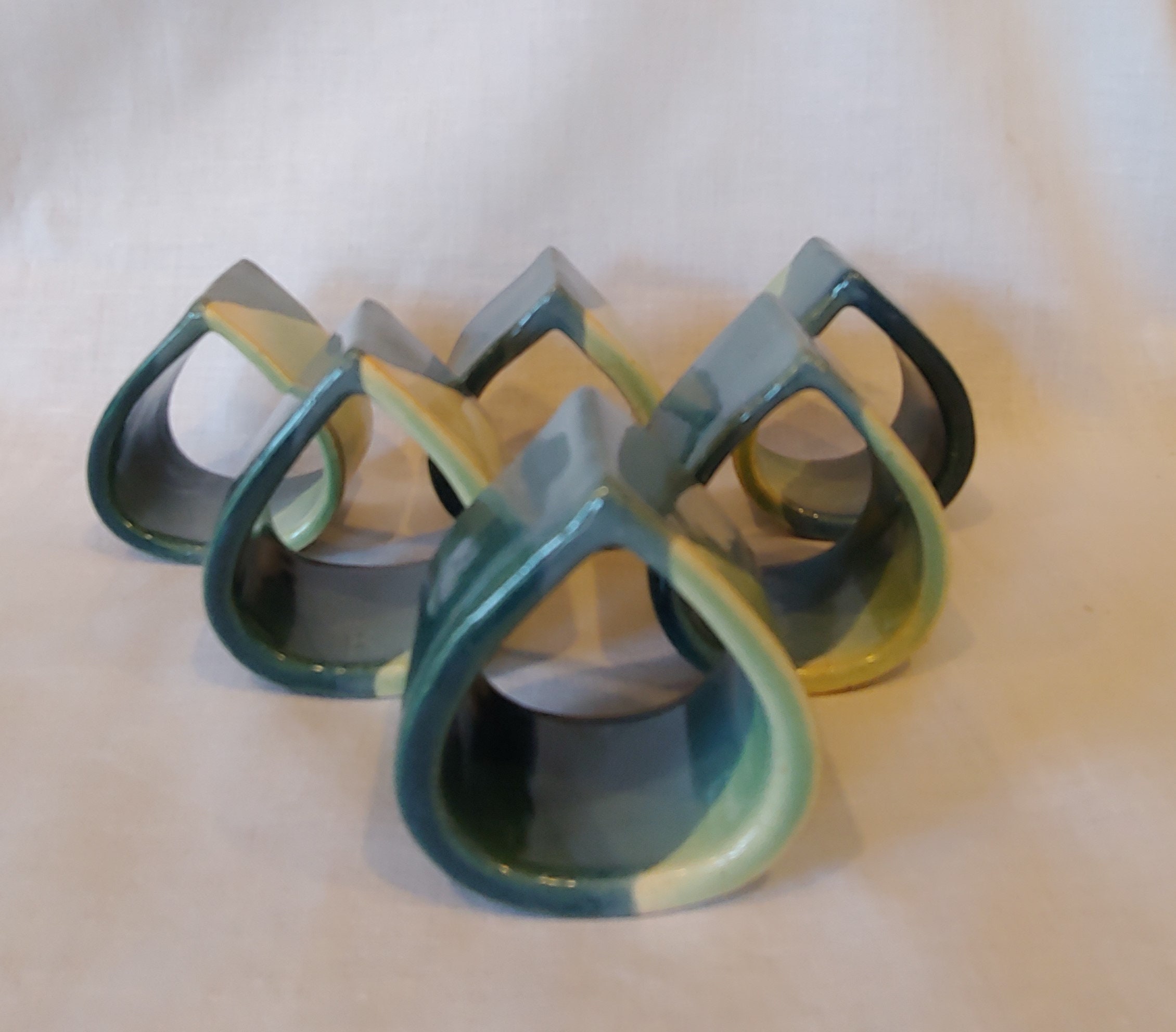 Ceramic MultiTeal Napkin Rings Etsy