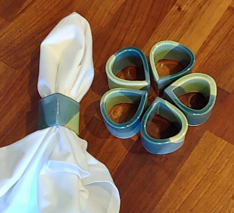 Ceramic Multiteal Napkin Rings Etsy New Zealand