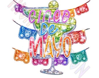 Cinco De Mayo Margarita PNG, Sparkling Fiesta Design, Gem Party Shirt (Digital Download)