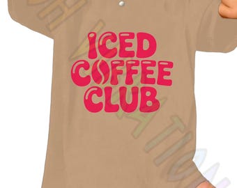Iced Coffee Club SVG PNG | Retro Bubble Font Design (Digital Download