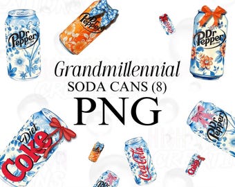 Diseño digital DTF de lata de Dr Pepper con diseño floral