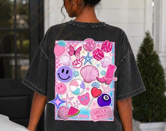 Retro Beach Cowgirl Graphic Tee PNG | Y2K Summer Collage Shirt Design (Digital Download)