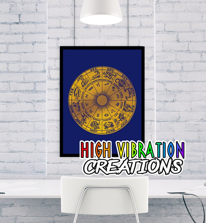 Digital Printable Gold Zodiac Wheel WALL ART Etsy