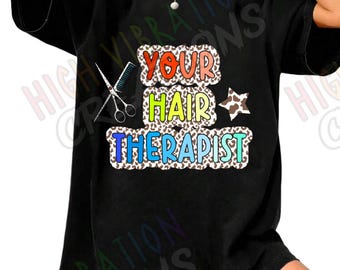 Hair Therapist PNG: Leopard Print Salon Clipart (Digital Download