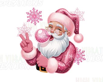 PNG de Papá Noel rosa / Imagen prediseñada del símbolo de la paz con chicle (Descarga digital)