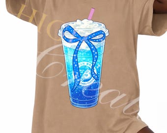 Taza de café Seven Brew PNG: Diseño de transferencia DTF azul (descarga digital)