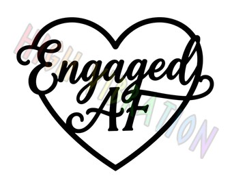 Charm de corazón para pastel "Engaged AF" PNG / Adorno para pastel de boda gótico atrevido (Descarga digital)