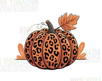 Calabaza con estampado de leopardo PNG / Imágenes prediseñadas bohemias de otoño (descarga digital)