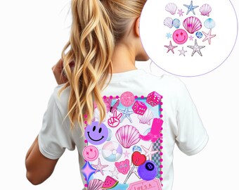 Beachy Seashell Starfish T-Shirt Design: Summer Ocean Clipart (PNG)