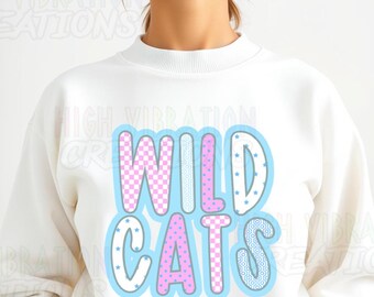 Preppy Wildcats PNG: Diseño de mascota coqueta (Descarga digital)