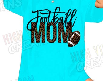 Leopard Football Mom PNG: Game Day Shirt Design (Digital Download