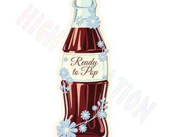 Vintage Soda Bottle PNG, Floral Coquette Drink Design (Digital Download)