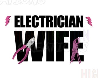 Esposa de electricista PNG: Diseño de sublimación de herramientas rosas (Descarga digital)