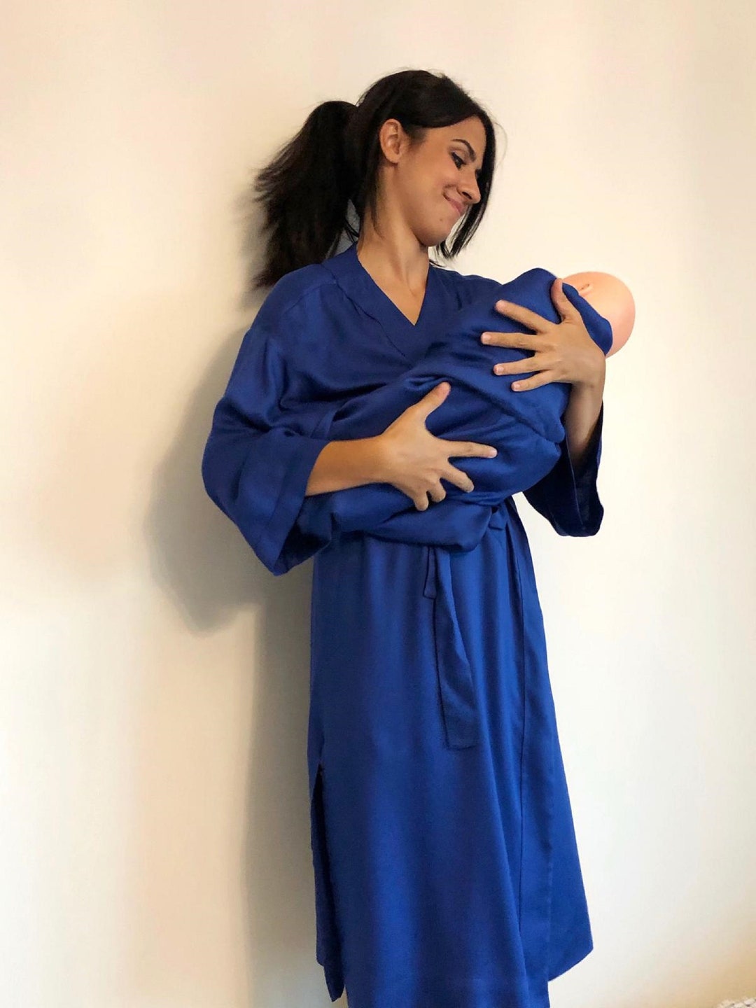 Mommy and Me Robe and Swaddle Set, Maternity Robe, Hospitaal Gown