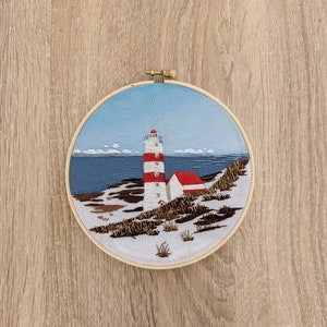 刺繍PDFパターン：冬の灯台