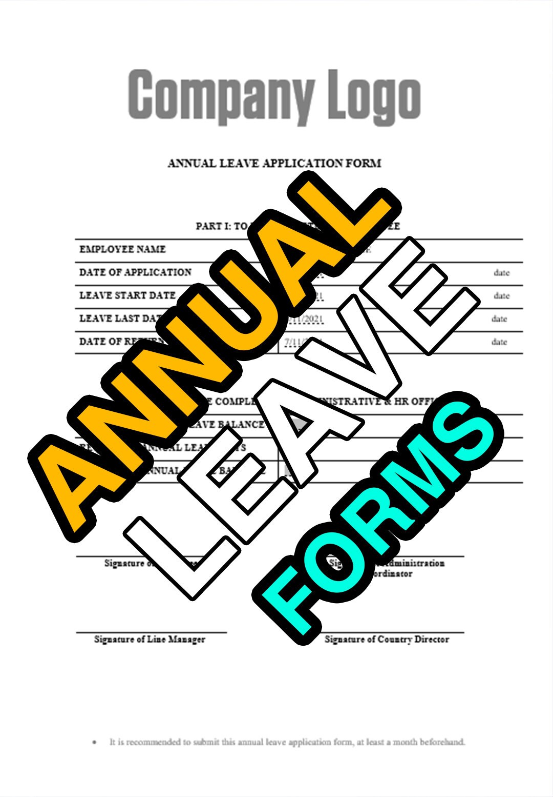 Professional Annual Leave Form Etsy