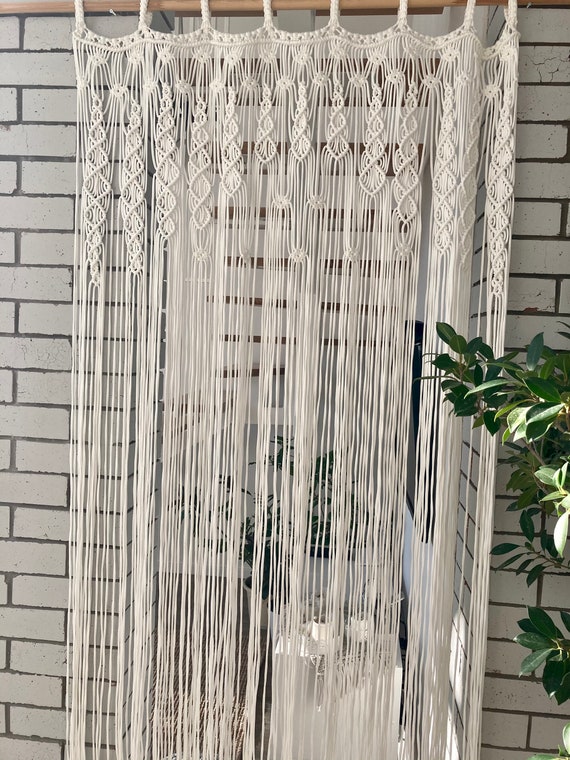 Shower Curtain Bath Decor Macrame Beaded CurtainBoho Shower Etsy