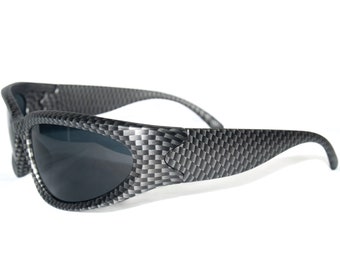 Viper Vision: Gafas de sol de fibra de carbono sintética con estampado de piel de serpiente retro Y2K para Halloween