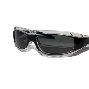 NeoVision 2000 - Y2K Retro Futuristic Sunglasses  Black Tint Glasses Halloween