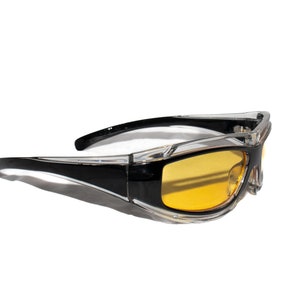Butter Yellow Oval Retro Sunglasses Frames with Black Lenses Benson and Ashley Vintage 90s Oval Sunglasses Model 406  main image 3