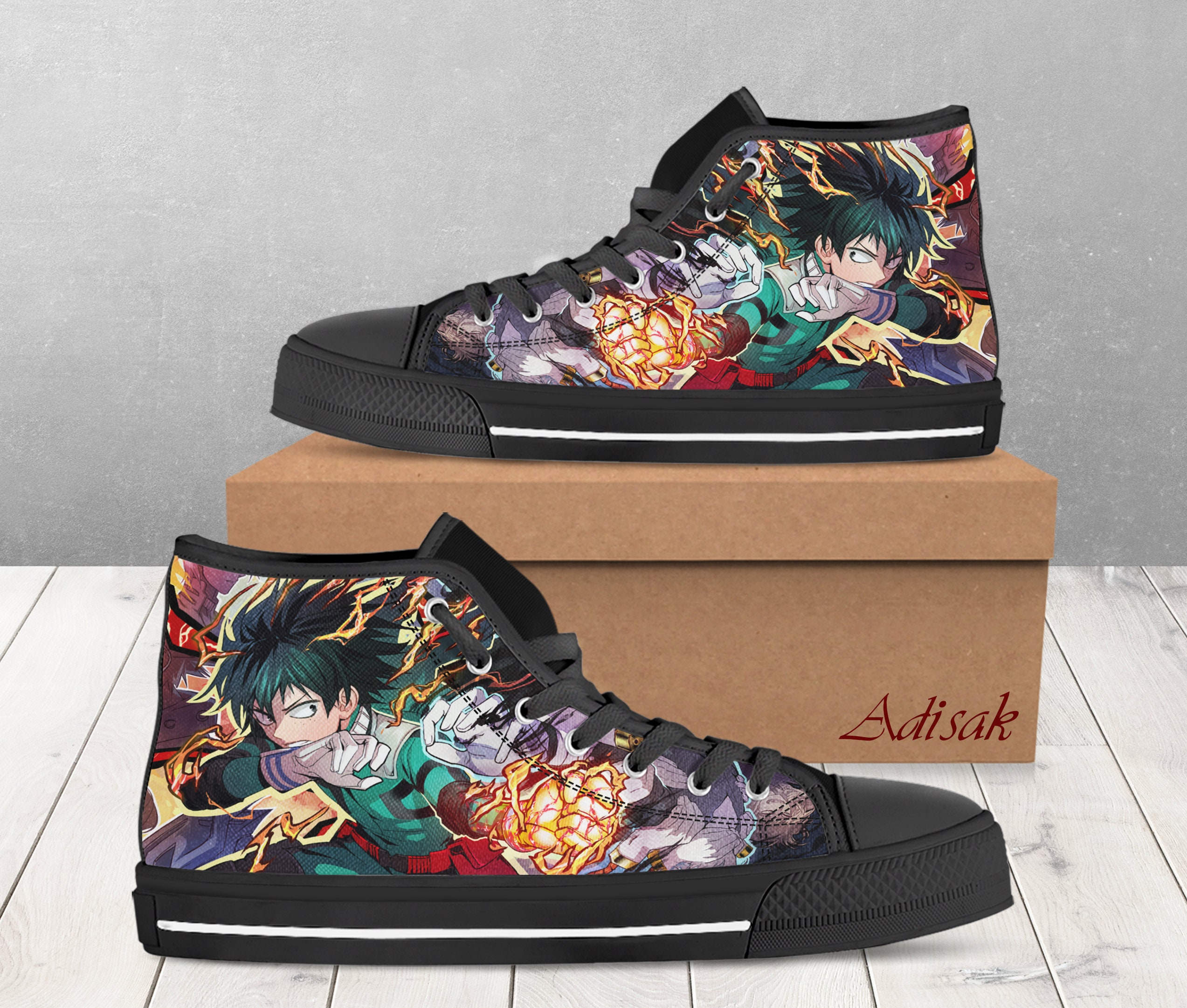 My Hero Academia Midoriya Izuku black Hi-top canvas shoes