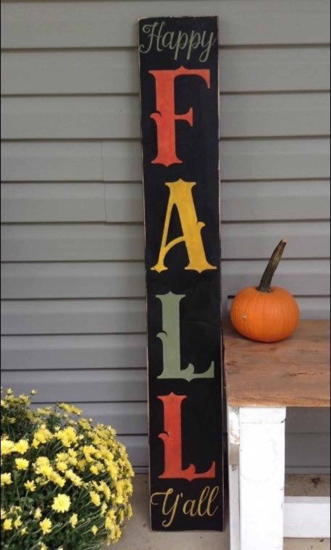 Happy Fall Y'all Porch Sign Fall Front Porch Sign Wooden Etsy