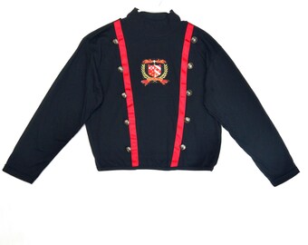 Vintage Military Crest Knit Top: Steampunk Hussar Parade Style