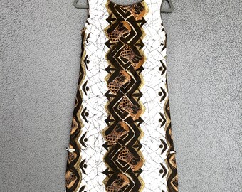 Vestido recto de tela de corteza de Honolulu de la década de 1960 – Ropa de resort estilo tiki mod polinesio