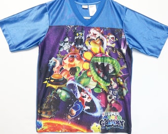 Vintage Super Mario Galaxy Graphic Soccer Jersey Tee Boys Youth 10 12 L Mint