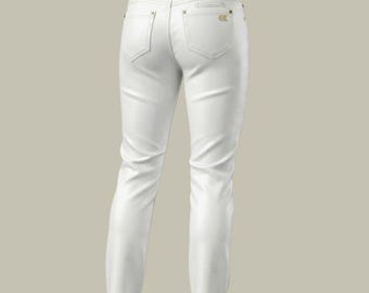 Jeans Vintage Rewind Y2k bianchi da donna, taglia 11 36, jegging in denim elasticizzato, 36x30