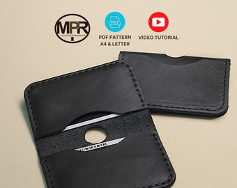 Bi-Fold Card Wallet PDF pattern and Video Tutorial: Very easy leather project | Hand & Machine Stitch | Instant Digital PDF Download