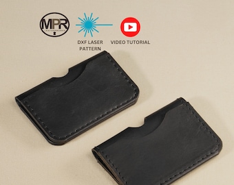 Bi-Fold Card Wallet DXF pattern and Video Tutorial: Very easy leather project | Hand & Machine Stitch | Instant Digital DXF Download