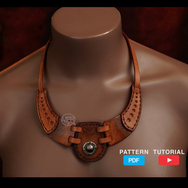 Concho Necklace Leather Pattern: Download Pdf pattern to DIY a Leather Necklace with concho