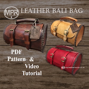 Bali Tasche Leder Muster: Leder Barrel Tasche, DIY Bali Tasche, einfaches Muster mit Video-Tutorial, Hand nähen Ledertasche