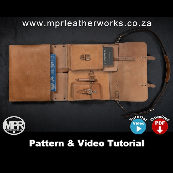 Patrón de cuero de maletín desplegable: Bolso de cuero Descarga digital instantánea en PDF Fácil construcción Bolso de cuero personalizado Maletín ejecutivo