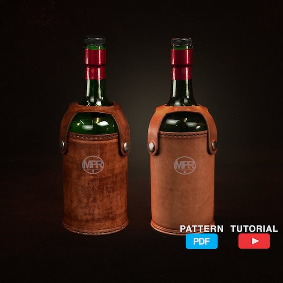 Joey Wine Bottle Cover Leather Pattern: Video Tutorial A4 Pdf.