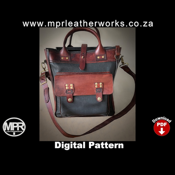 Tote Bag:  Leather Bag Pattern files Leather DIY Pdf Download Leather DIY Leather pattern Easy pattern